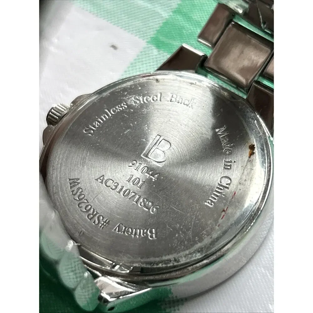 Silver Tone Plaid Dial Quartz Watch